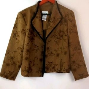 Perceptions 14P Brown Roses Blazer Petite Plus